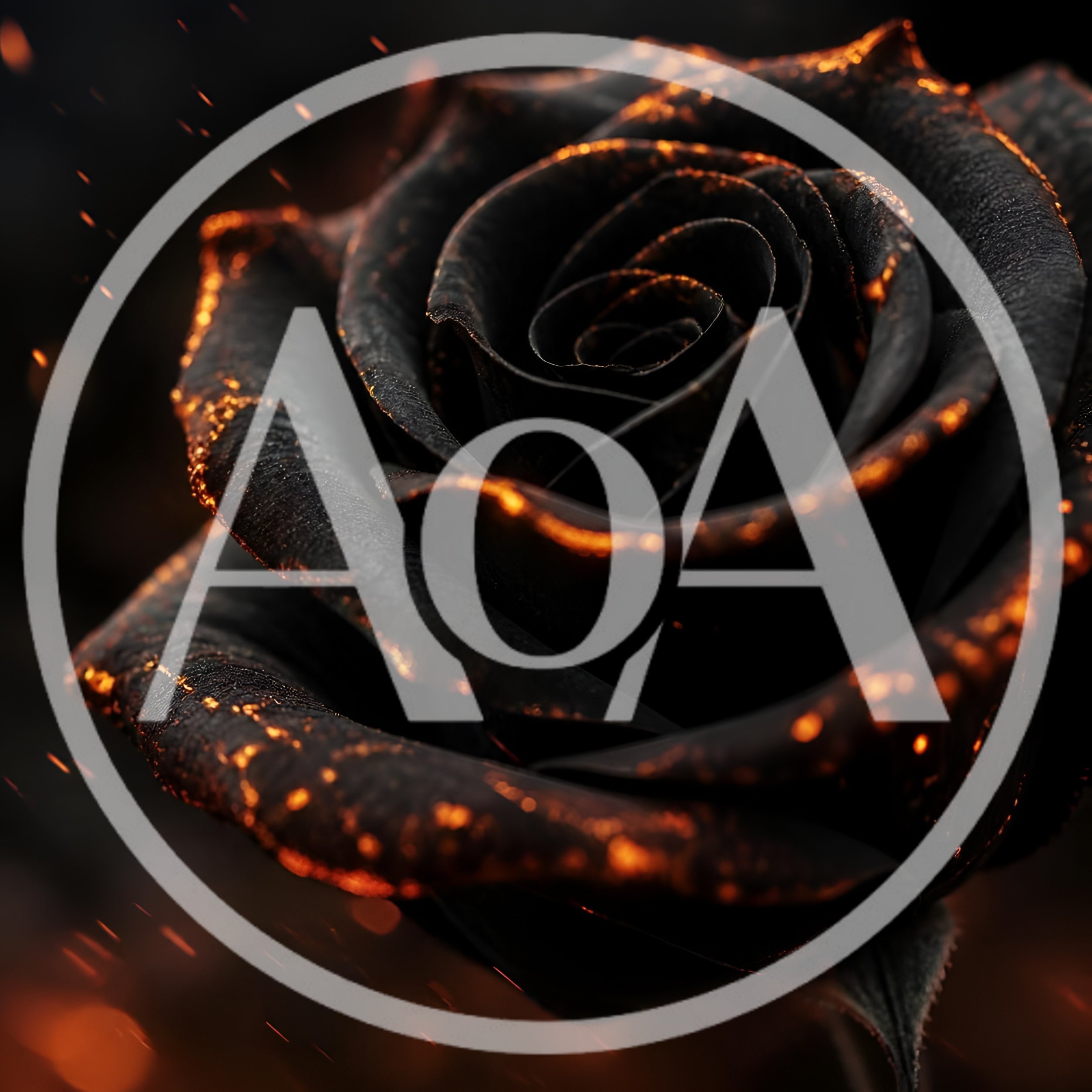 Glowing Ember Black Rose With Floating Sparks