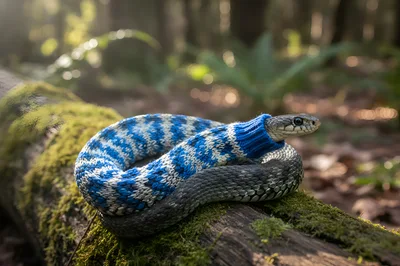 Snake Wearing A Blue And White Knitted Sweater