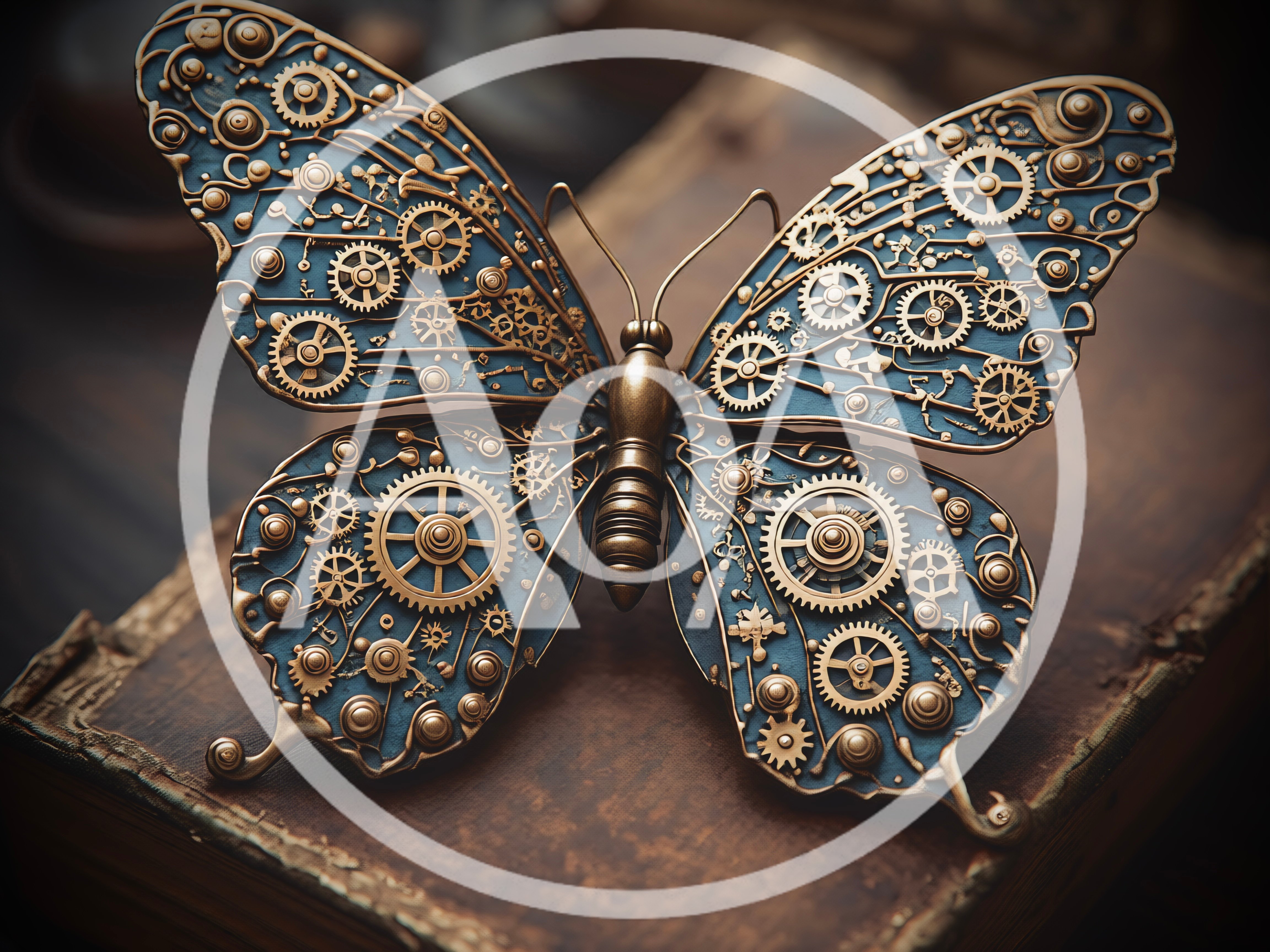 Steampunk Mechanical Butterfly Resting On An Antique Book