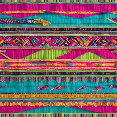 Vibrant Mexican Textile Pattern With Geometric Embroidery