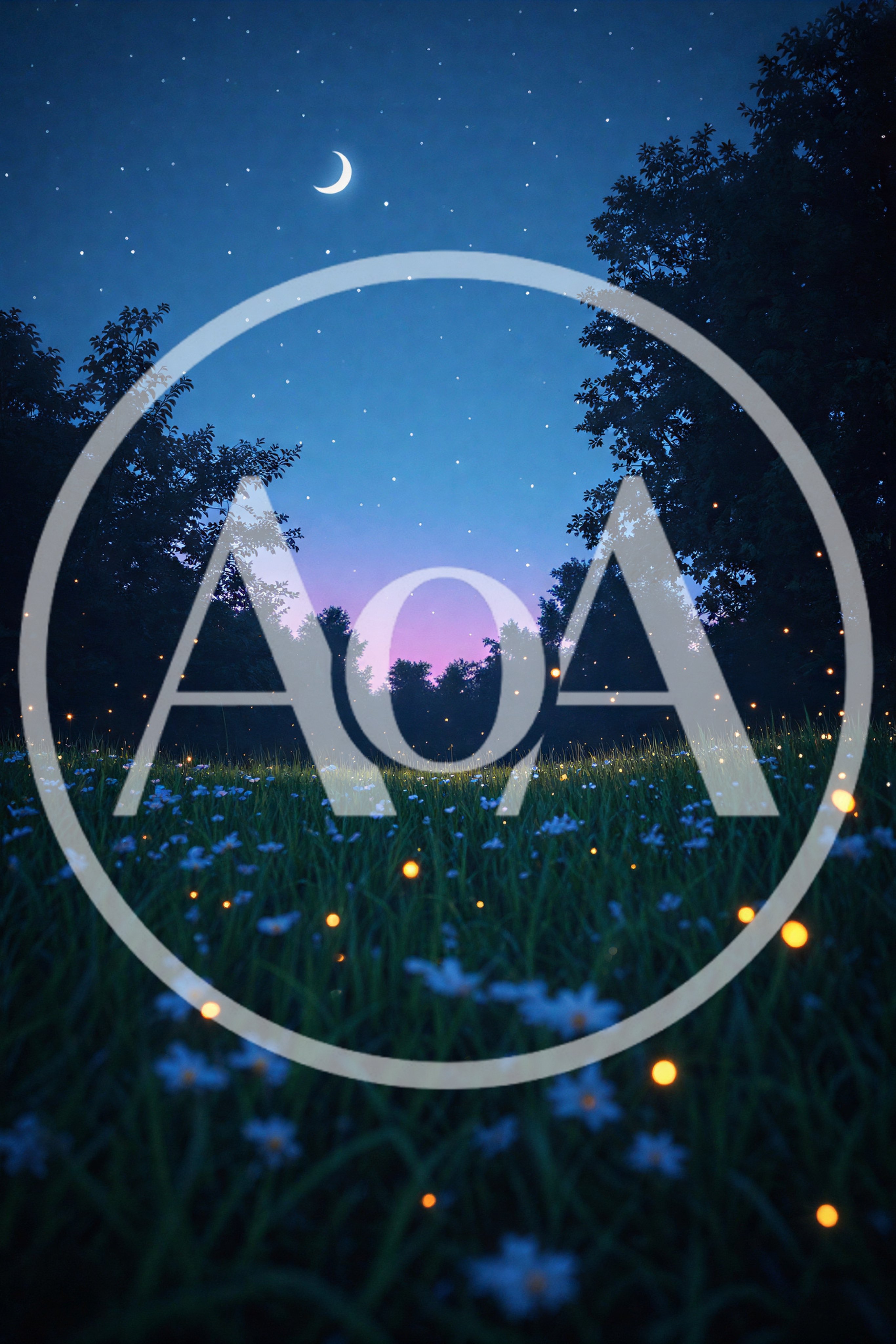 Fireflies Glowing Over A Meadow At Night