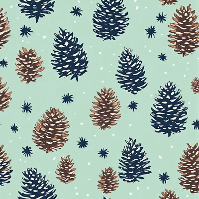 Seamless Pattern With Pinecones And Snowflakes
