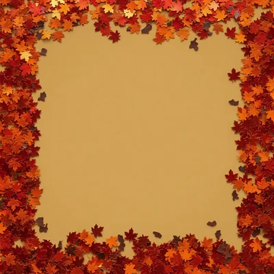 Autumn Maple Leaf Border Frame on Beige Background
