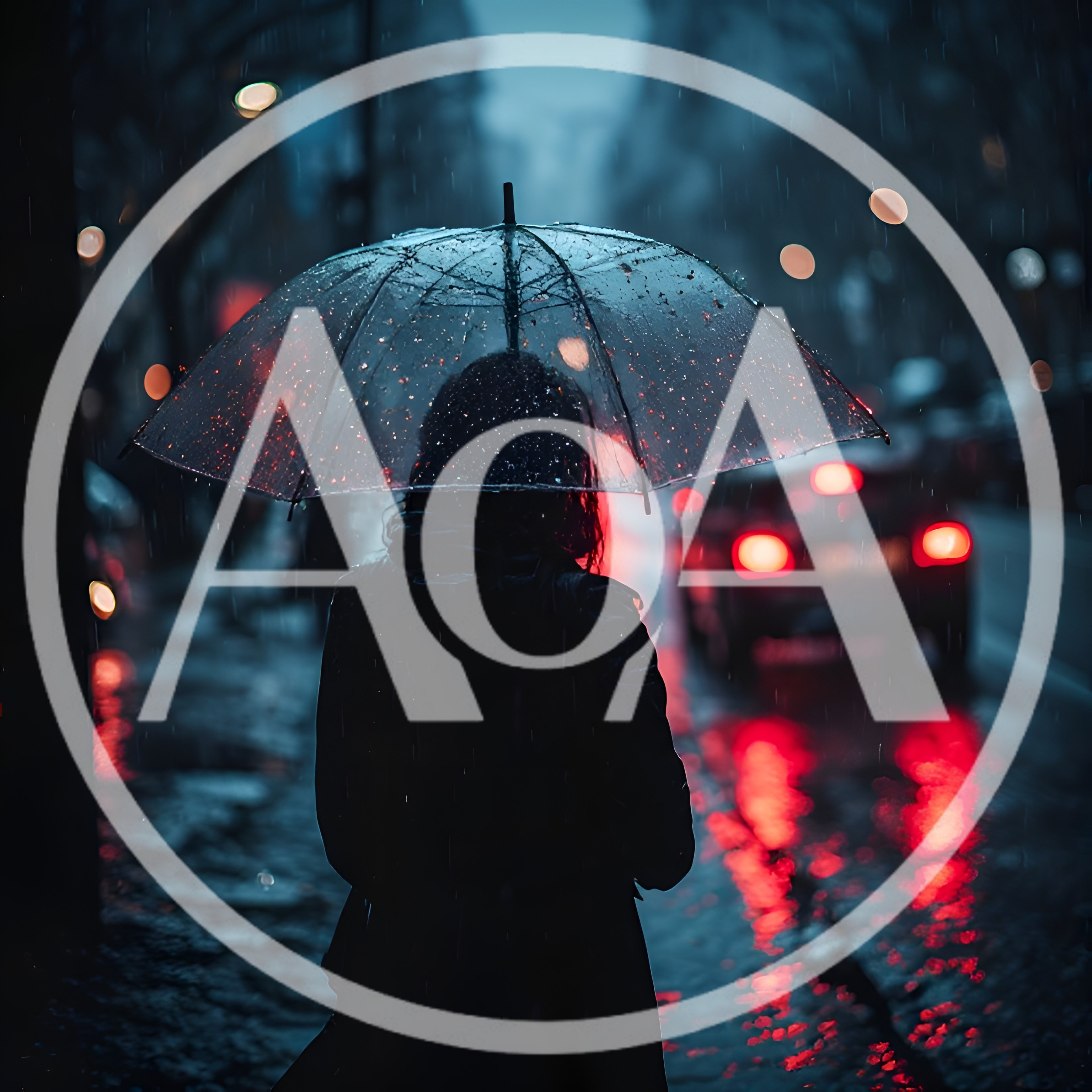 Person Standing Under Clear Umbrella In Rainy City Street