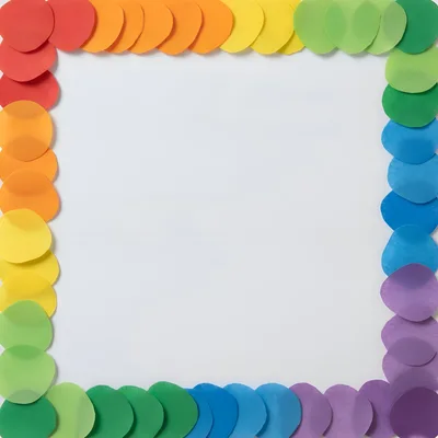 Colorful Paper Circle Border Frame on White Background