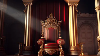Golden Throne In A Grand Royal Palace Hall