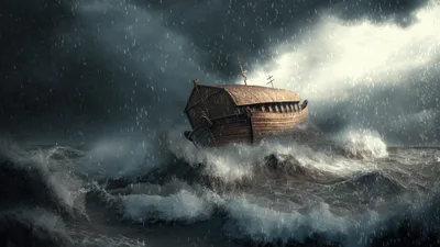 Noah's Ark Sailing Through A Violent Storm