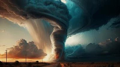 Massive Tornado Swirling Over Rural Landscape