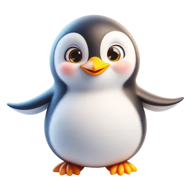 Cute 3D Cartoon Penguin Character Standing