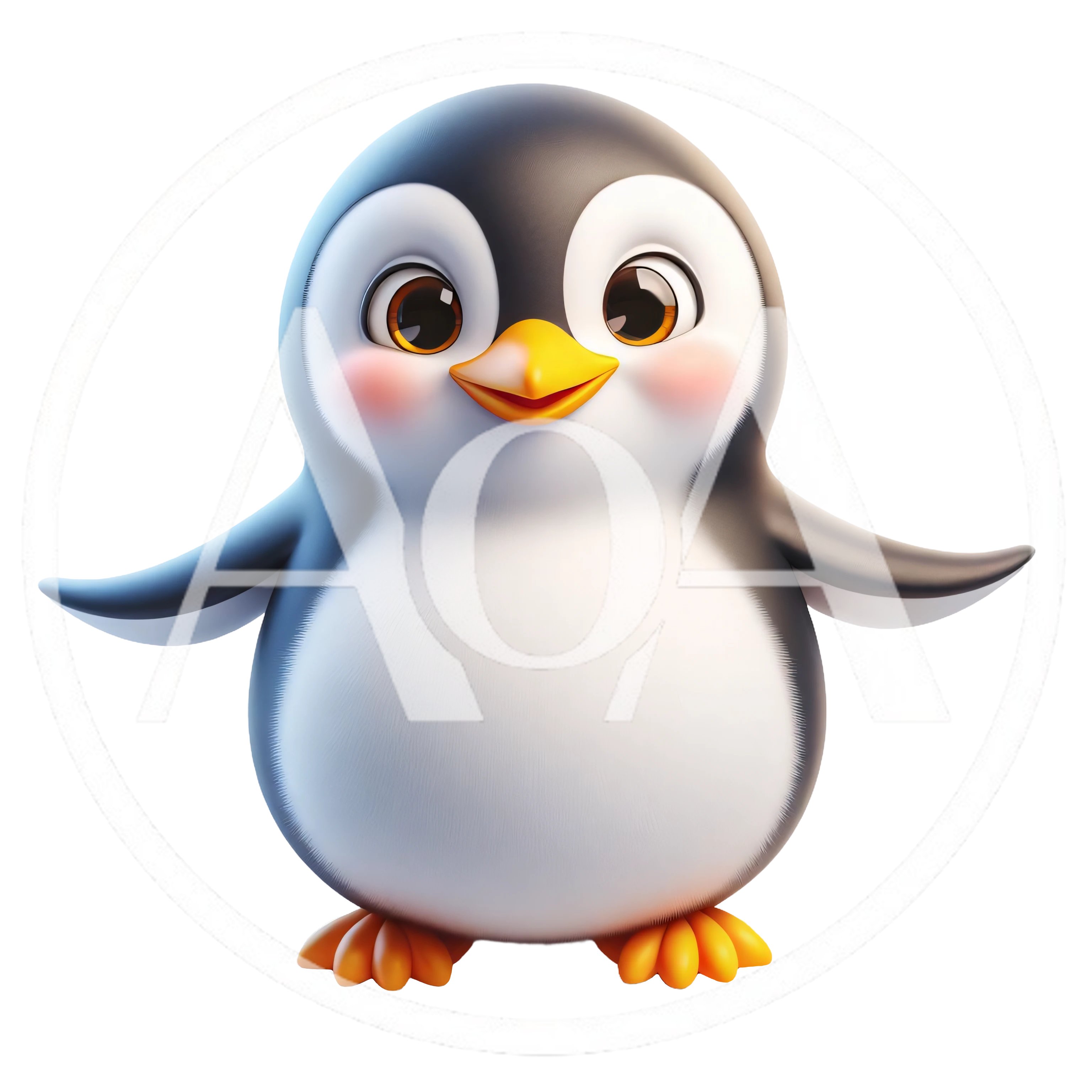 Cute 3D Cartoon Penguin Character Standing
