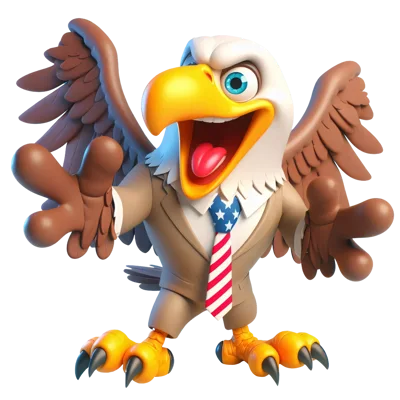 Cartoon Bald Eagle Character Wearing A Business Suit