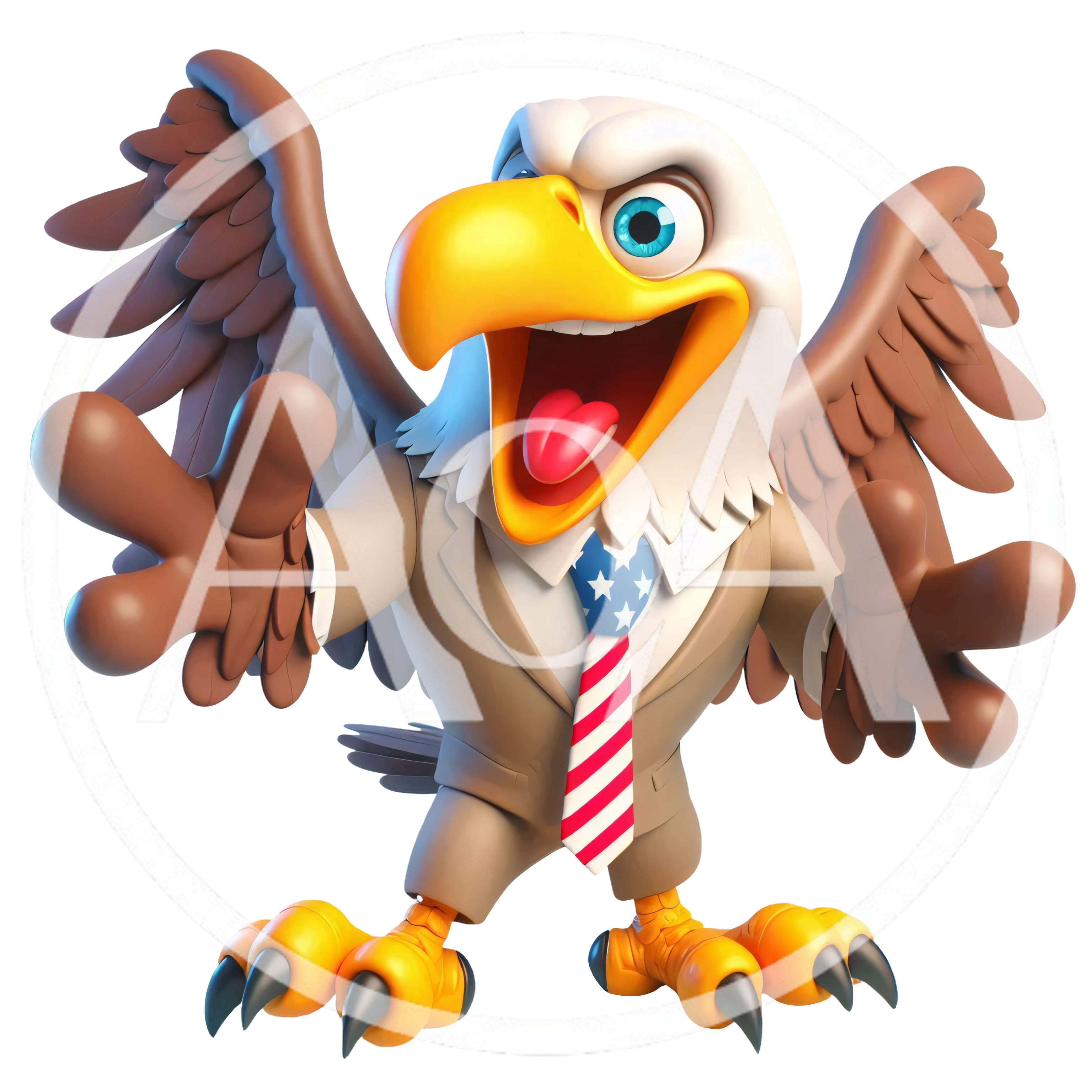 Cartoon Bald Eagle Character Wearing A Business Suit