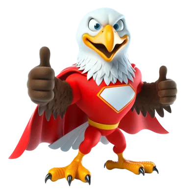 Cartoon Superhero Eagle Giving Thumbs Up