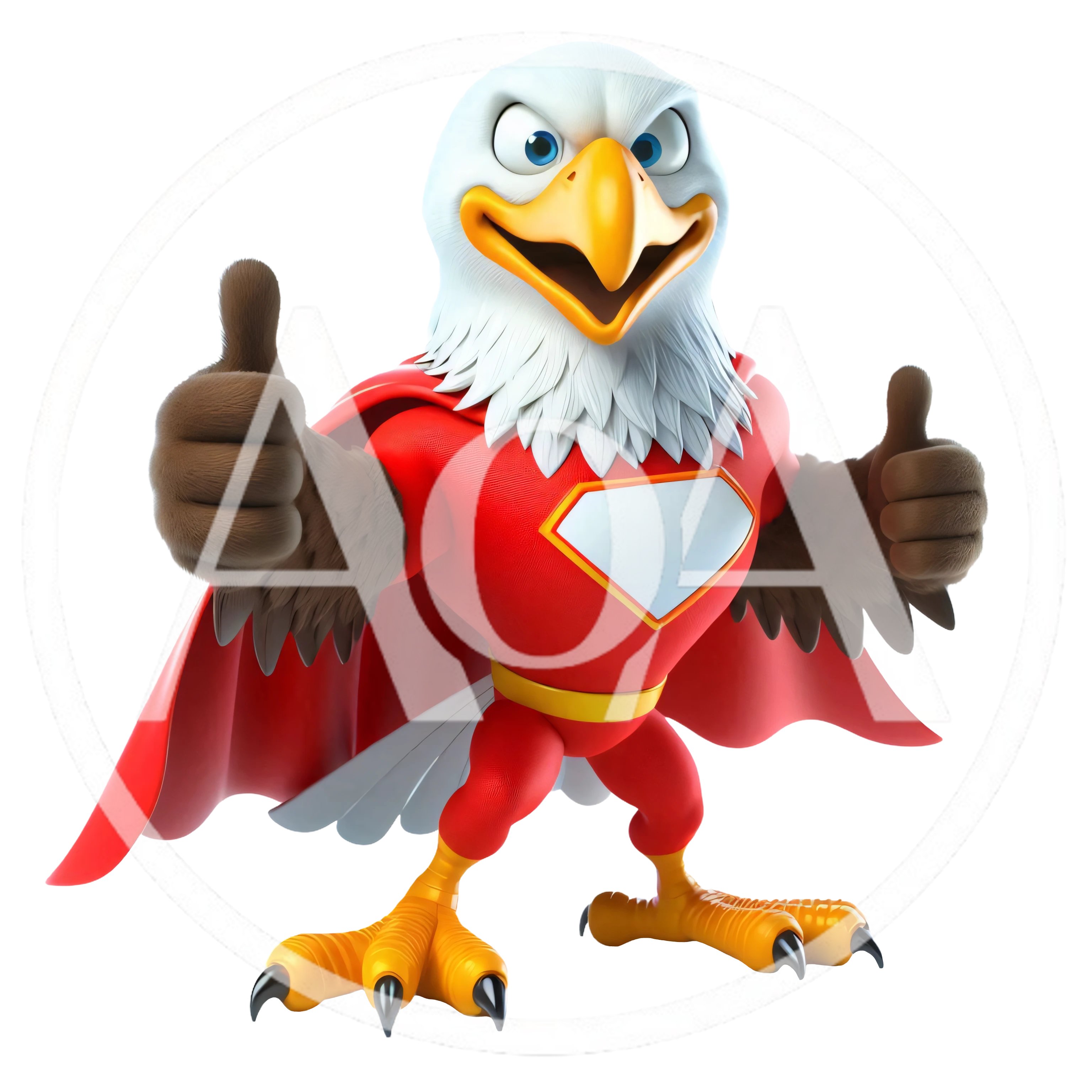 Cartoon Superhero Eagle Giving Thumbs Up