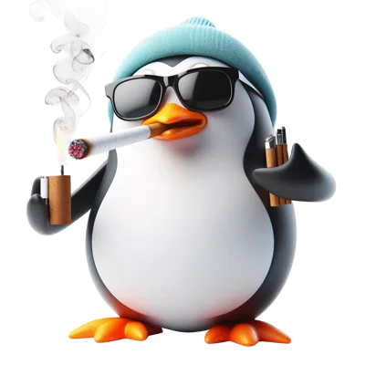 3D Cartoon Penguin Smoking A Cigarette