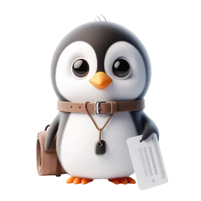 Cute 3D Cartoon Penguin Traveler With Luggage Tag