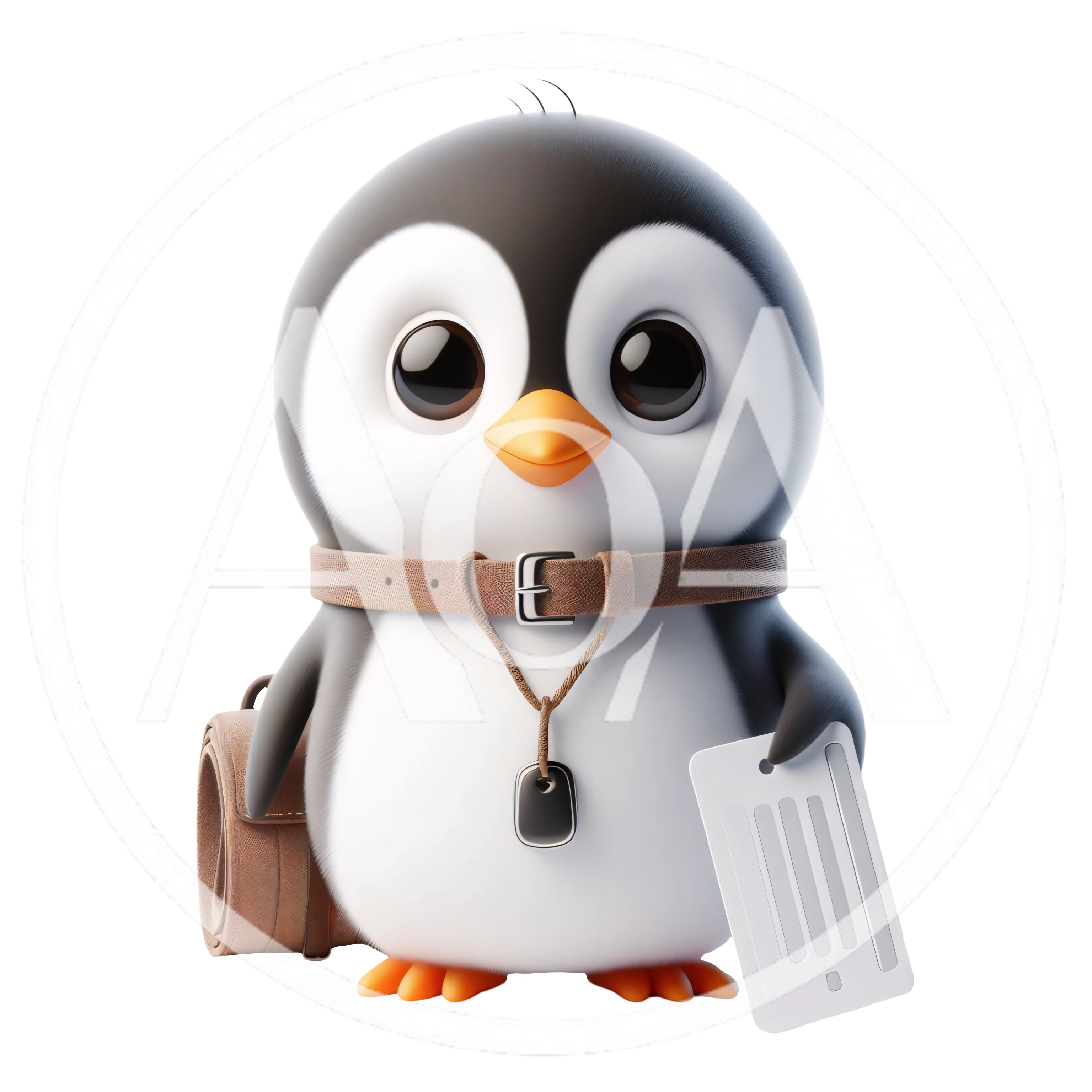Cute 3D Cartoon Penguin Traveler With Luggage Tag