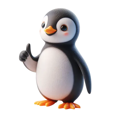 Cute 3D Cartoon Penguin Giving A Thumbs Up