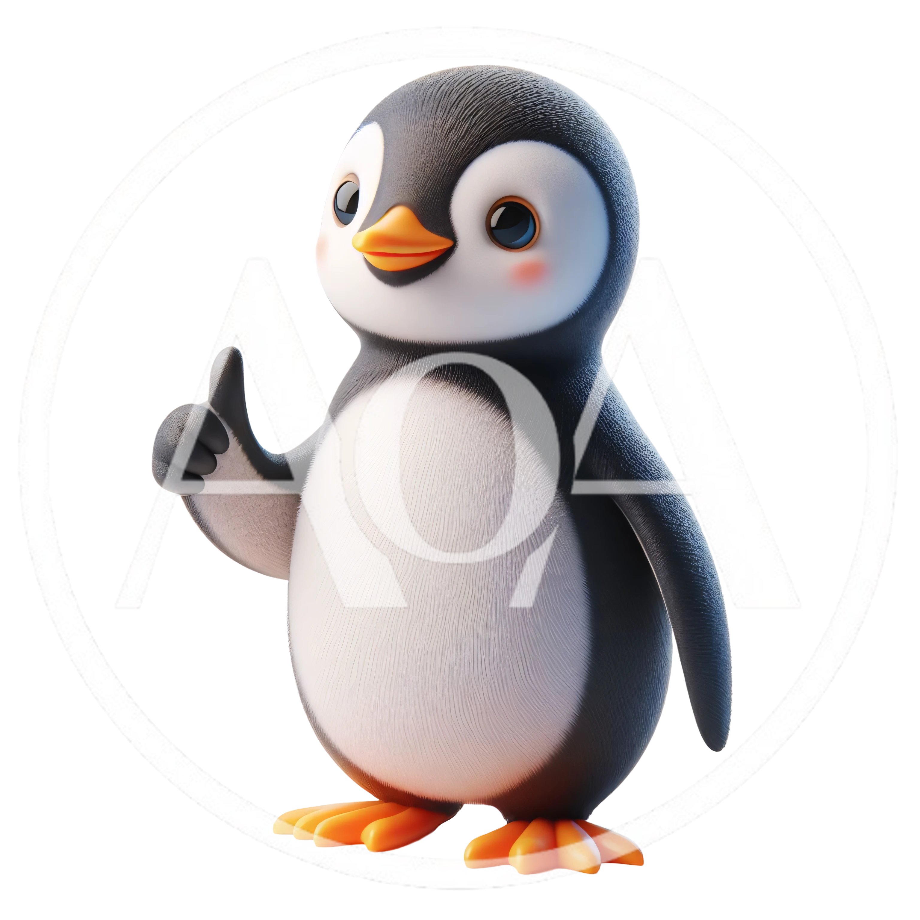 Cute 3D Cartoon Penguin Giving A Thumbs Up