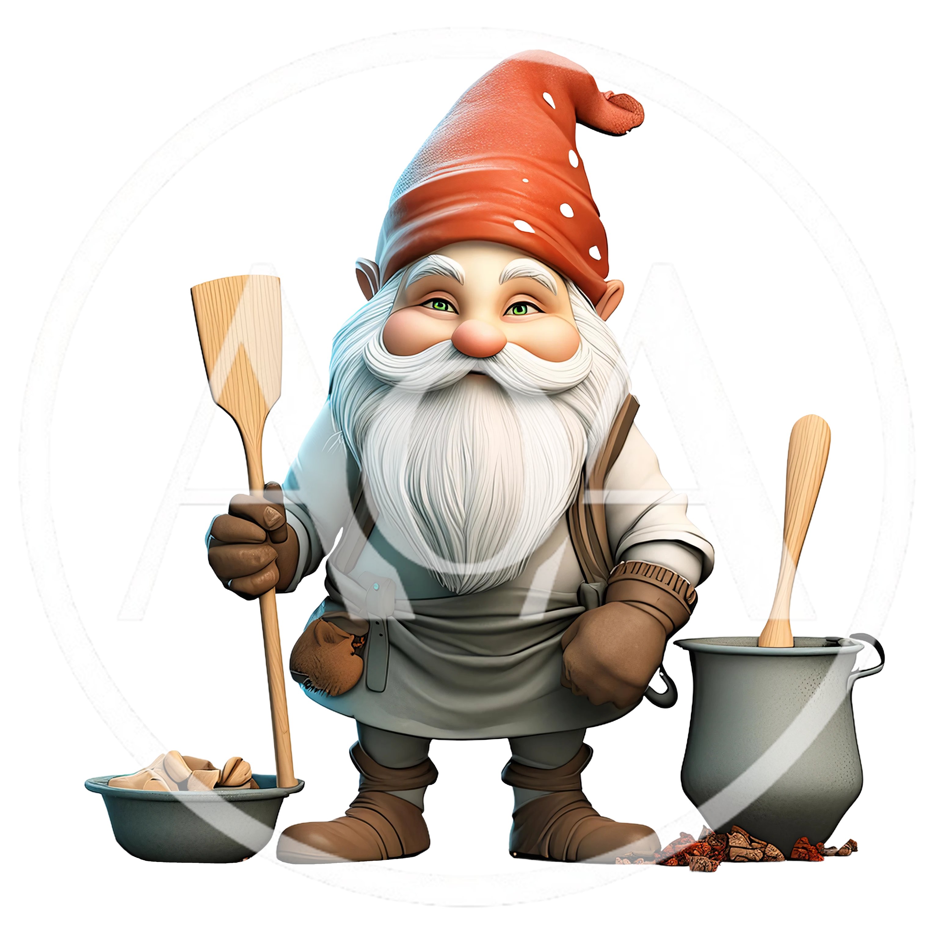 3D Render Of A Gnome Chef Cooking