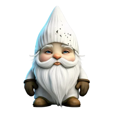 Cute 3D Rendered Gnome With White Beard And Hat