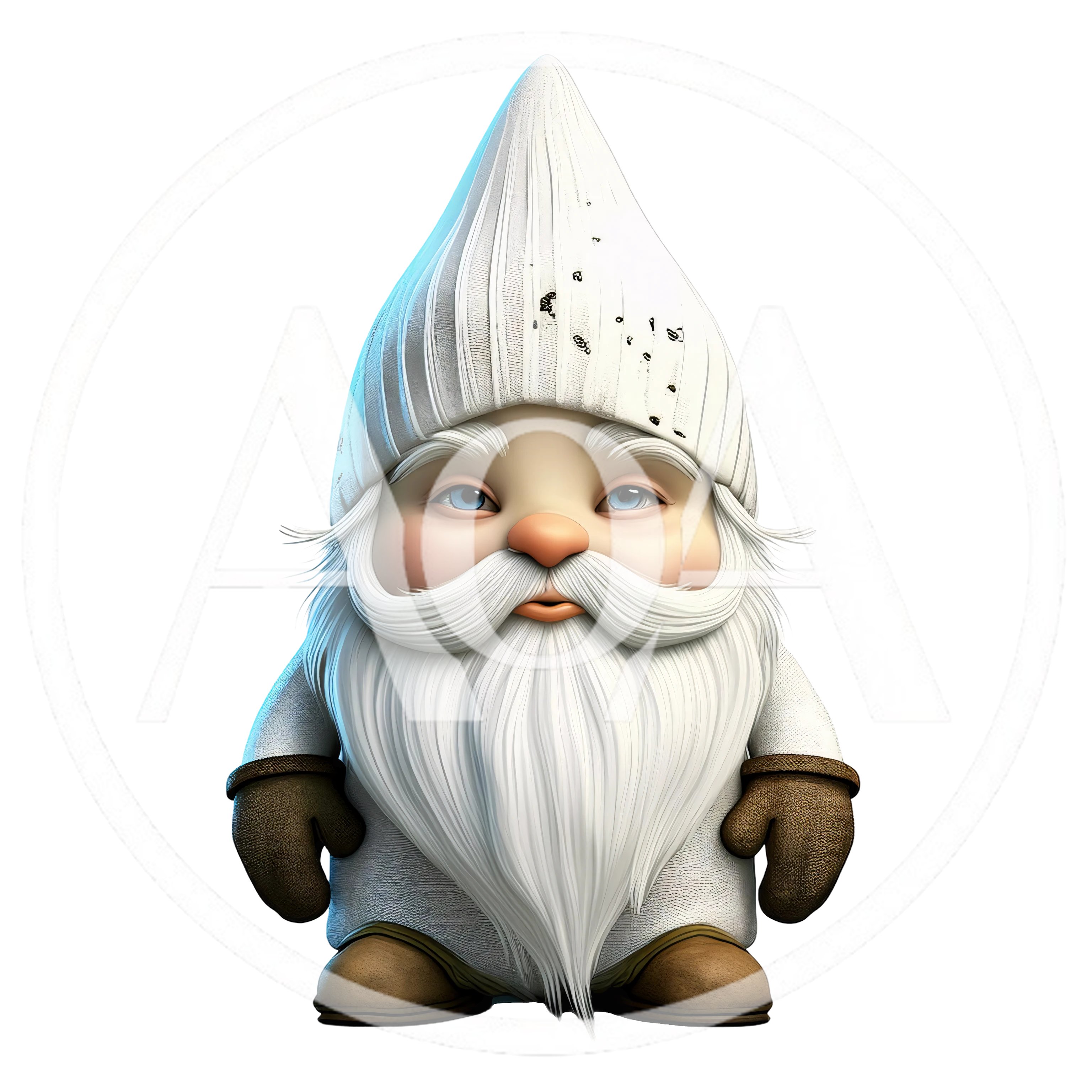 Cute 3D Rendered Gnome With White Beard And Hat