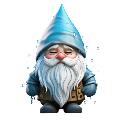 Cute Garden Gnome With Blue Hat And White Beard