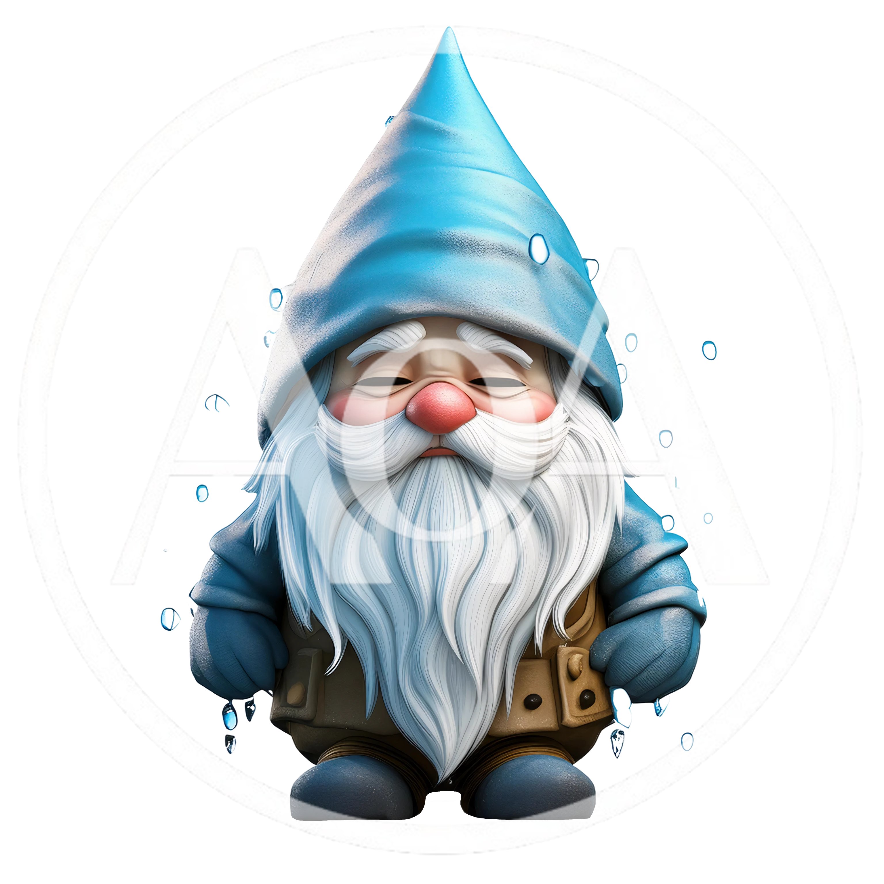 Cute Garden Gnome With Blue Hat And White Beard