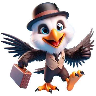 Cartoon Eagle Businessman Carrying A Briefcase