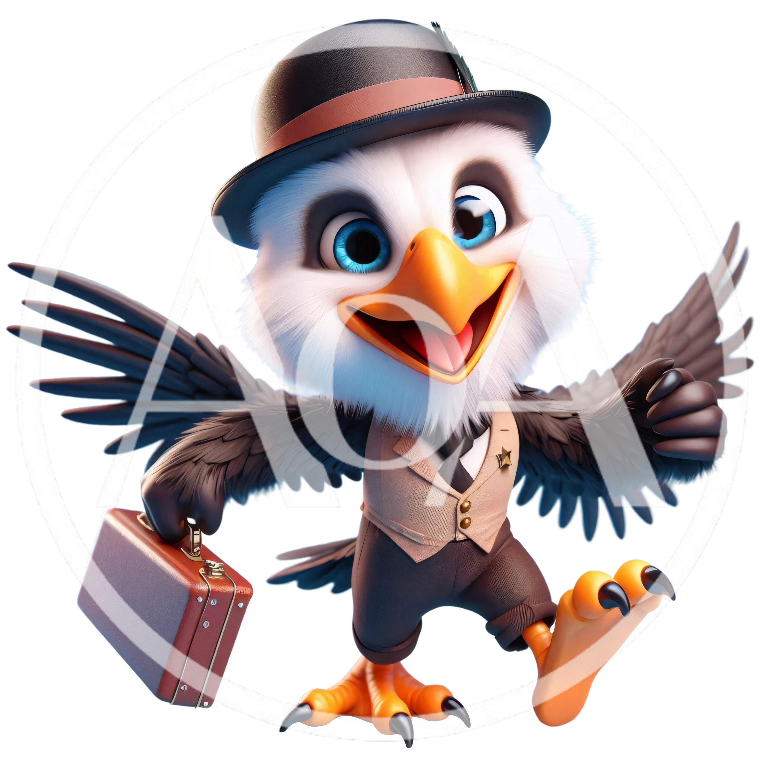 Cartoon Eagle Businessman Carrying A Briefcase