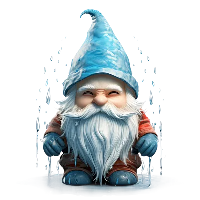 Cute Garden Gnome Standing In The Rain