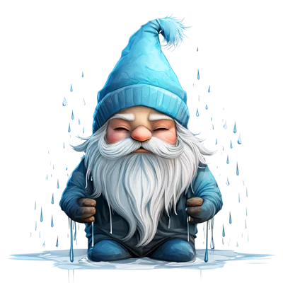 Cute Gnome Standing In The Rain