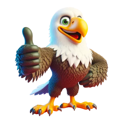 3D Cartoon Bald Eagle Giving A Thumbs Up