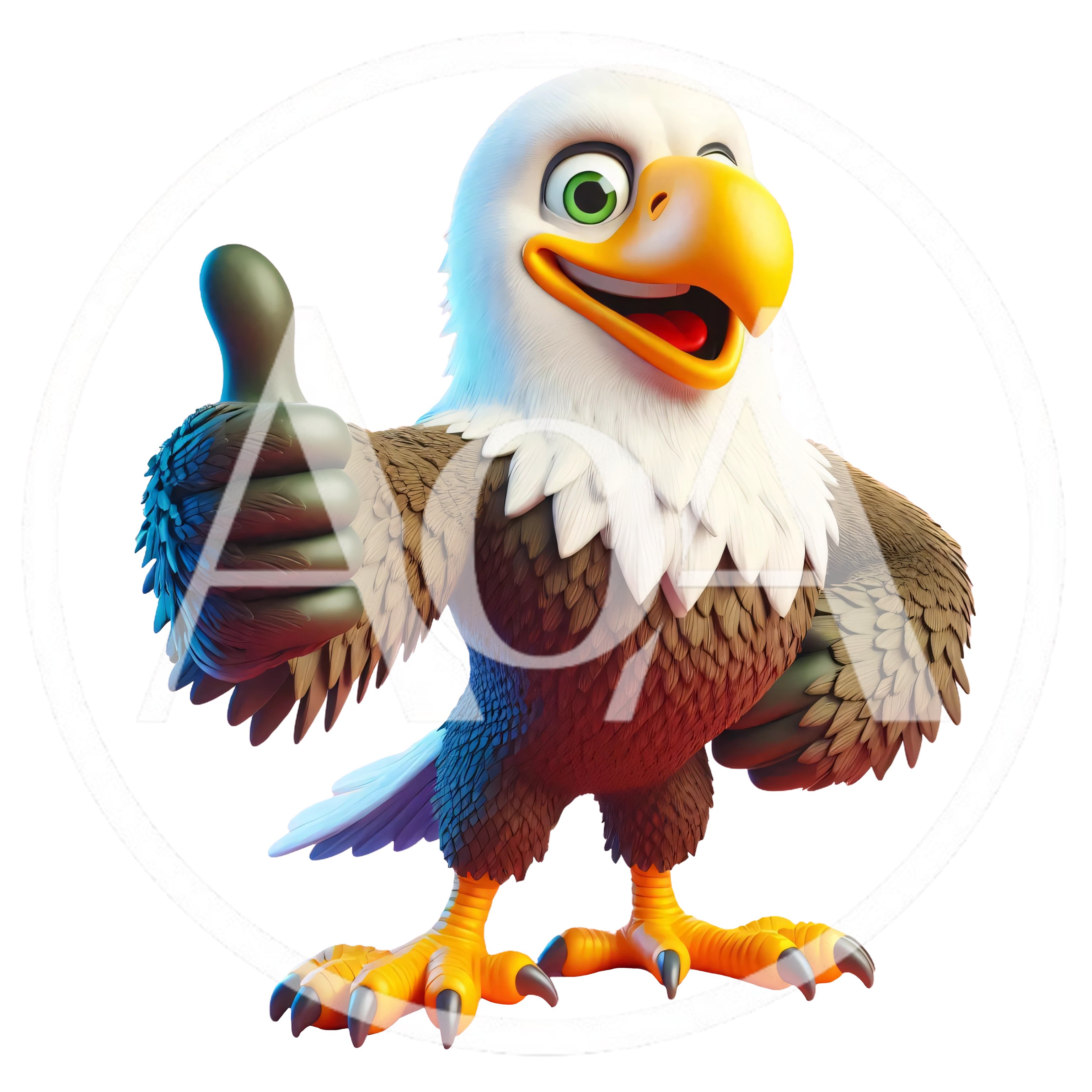 3D Cartoon Bald Eagle Giving A Thumbs Up