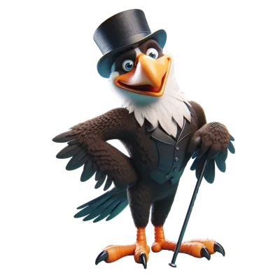 Cartoon Bald Eagle Dressed In A Formal Tuxedo
