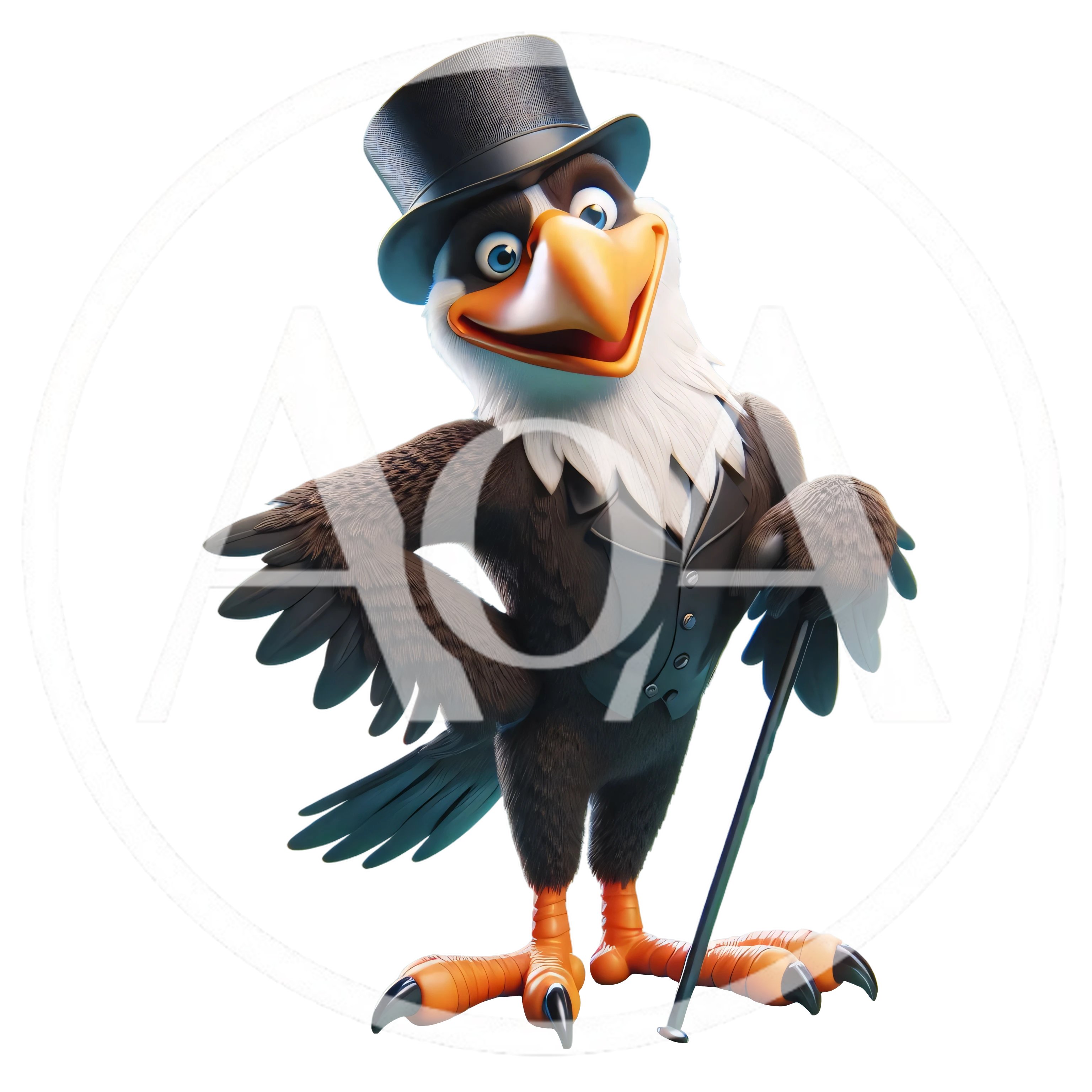 Cartoon Bald Eagle Dressed In A Formal Tuxedo