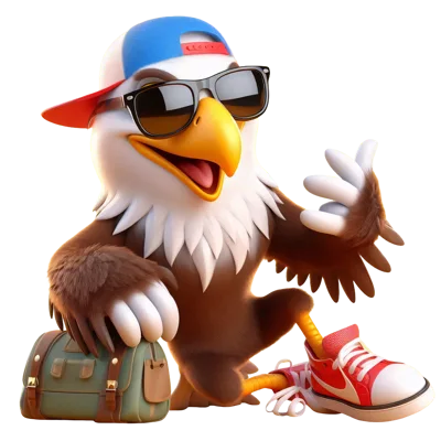 Cool Cartoon Eagle Wearing Sunglasses And Sneakers