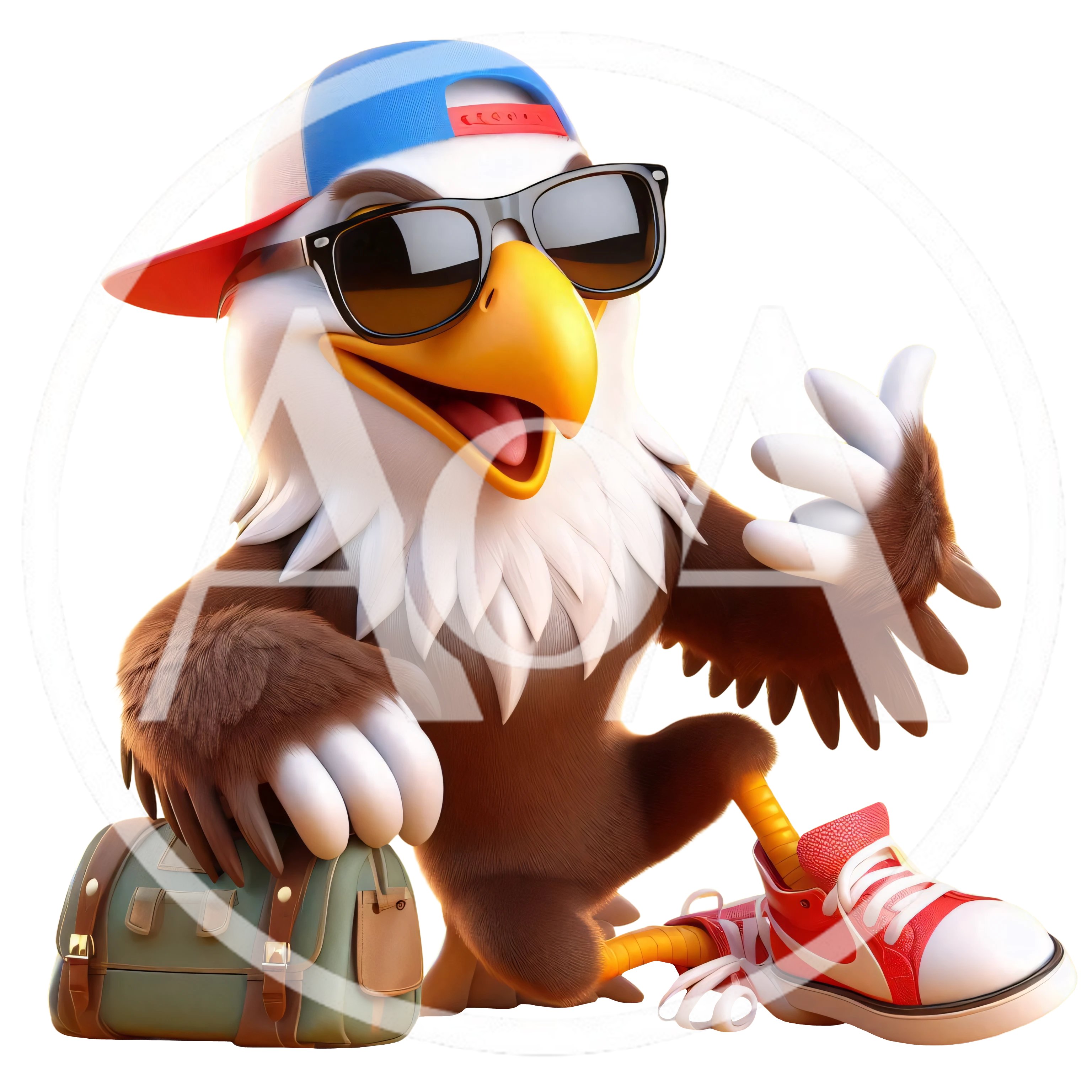 Cool Cartoon Eagle Wearing Sunglasses And Sneakers