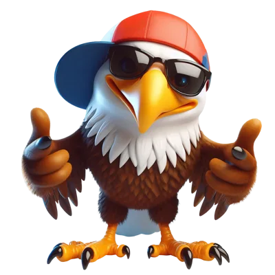 Cartoon Bald Eagle Giving Double Thumbs Up