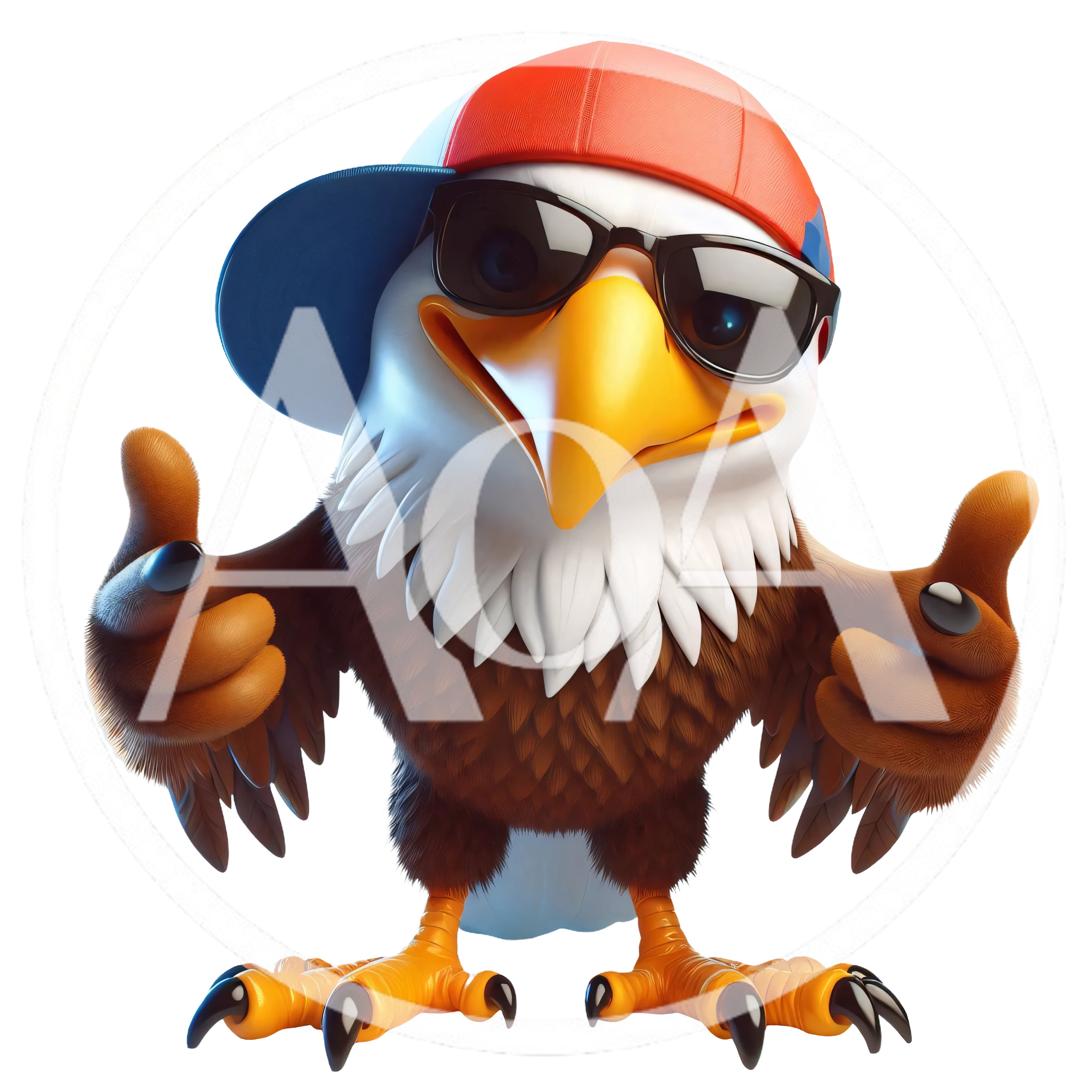 Cartoon Bald Eagle Giving Double Thumbs Up