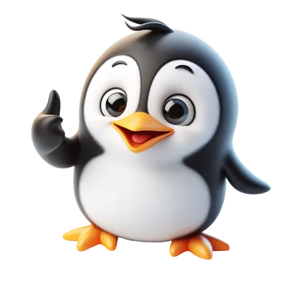 Cute 3D Cartoon Penguin Character Giving A Thumbs Up