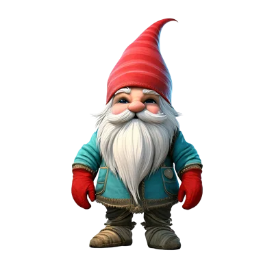 Cute Garden Gnome With Red Hat And Blue Jacket