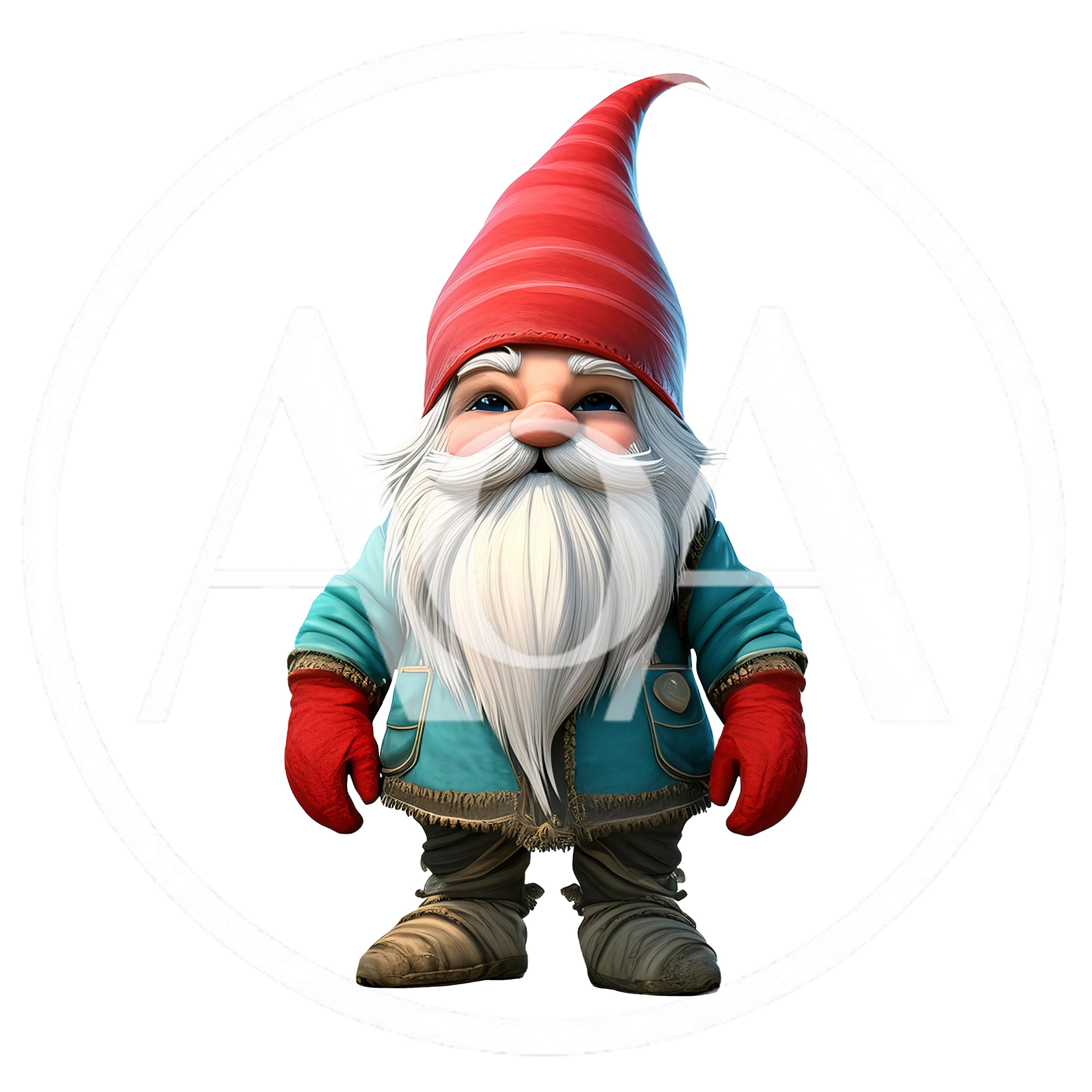 Cute Garden Gnome With Red Hat And Blue Jacket