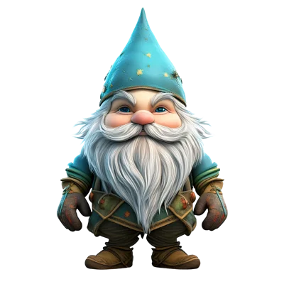 Cute Garden Gnome With White Beard And Blue Hat