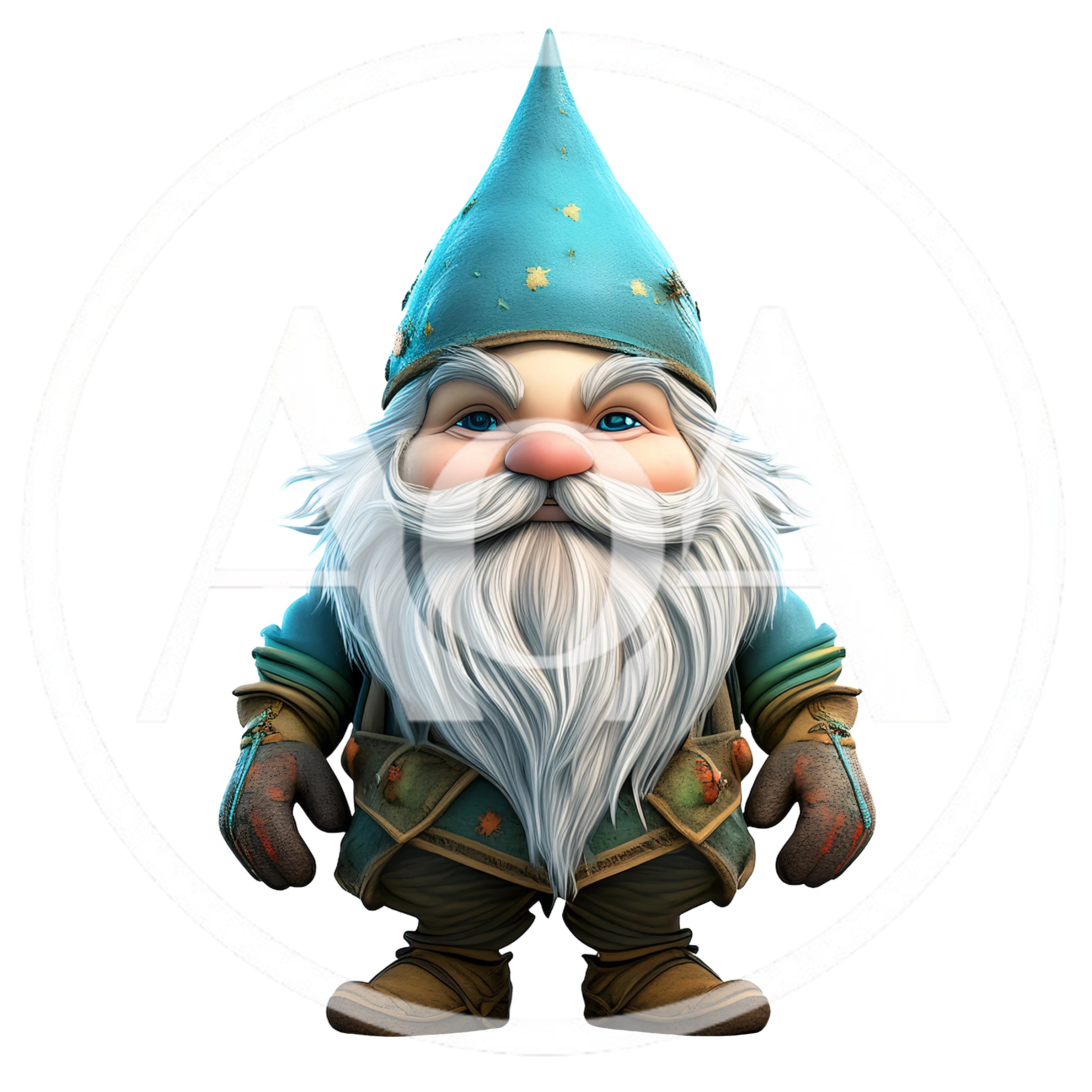 Cute Garden Gnome With White Beard And Blue Hat
