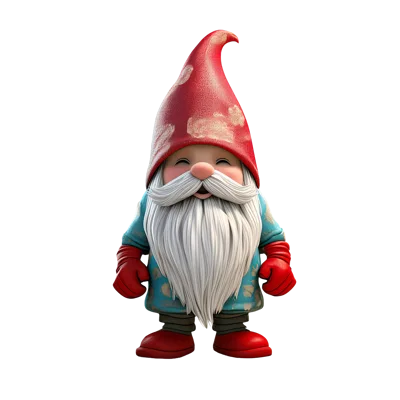 Cute Garden Gnome With Red Hat And Blue Coat