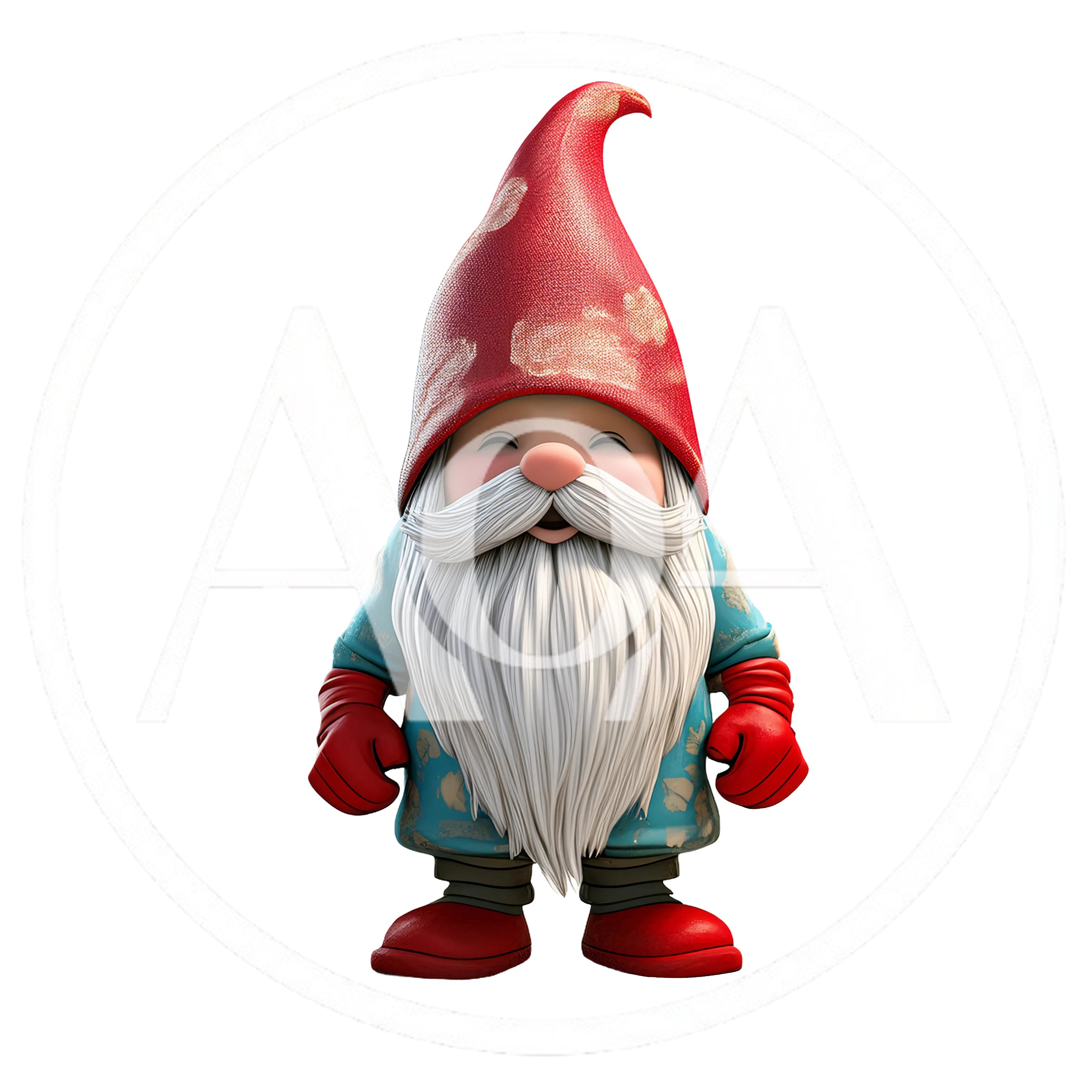Cute Garden Gnome With Red Hat And Blue Coat