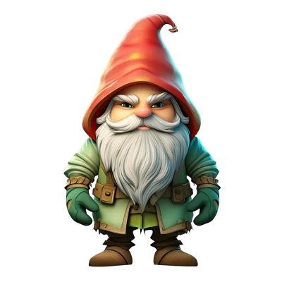 3D Rendered Garden Gnome With Red Hat