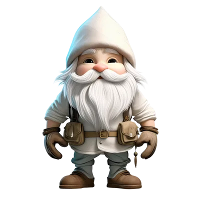 Cute Cartoon Gnome Character With White Beard And Hat