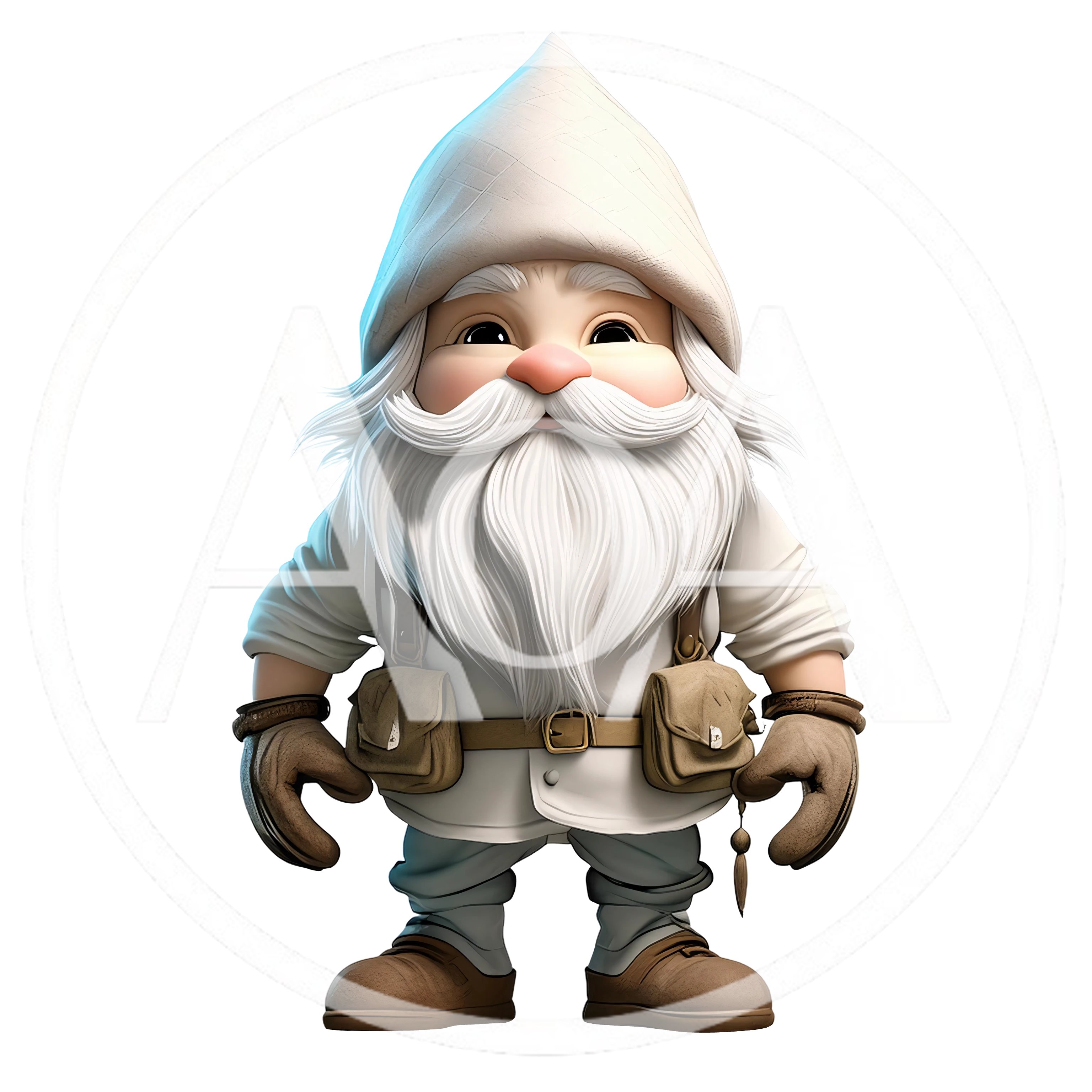 Cute Cartoon Gnome Character With White Beard And Hat